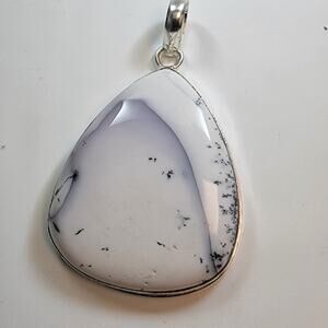 Necklace Pendants Dendritic Opal Handmade Jewelry in Sterling Silver Teardrop